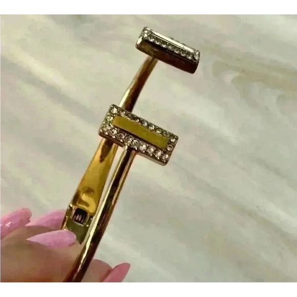 Kate Spade New York Gold Tone Pave Crystal Bar Cuff Bracelet - Picture 2 of 7